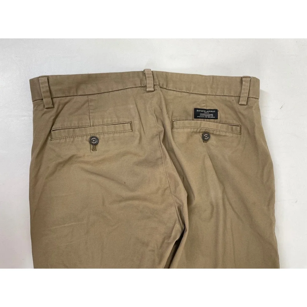 Banana Republic Fulton Skinny Chino Pants Mens 32x30 Khaki Tan Cotton Stretch